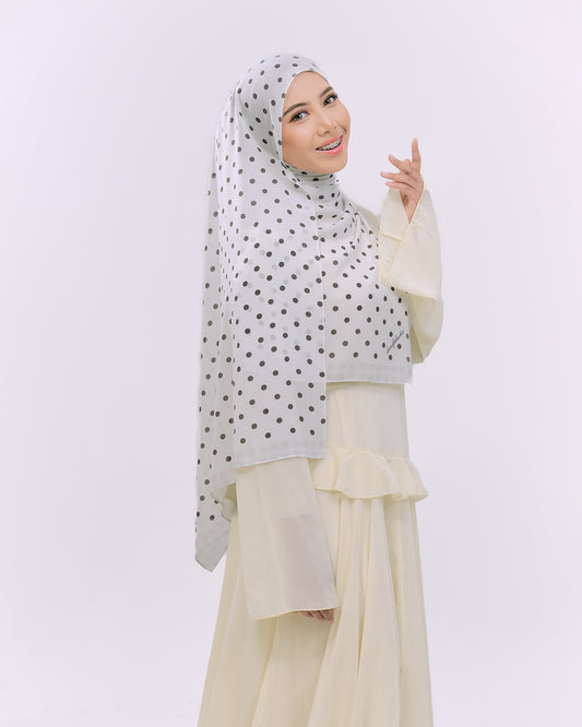 POLKAPLAID IN WHITE
